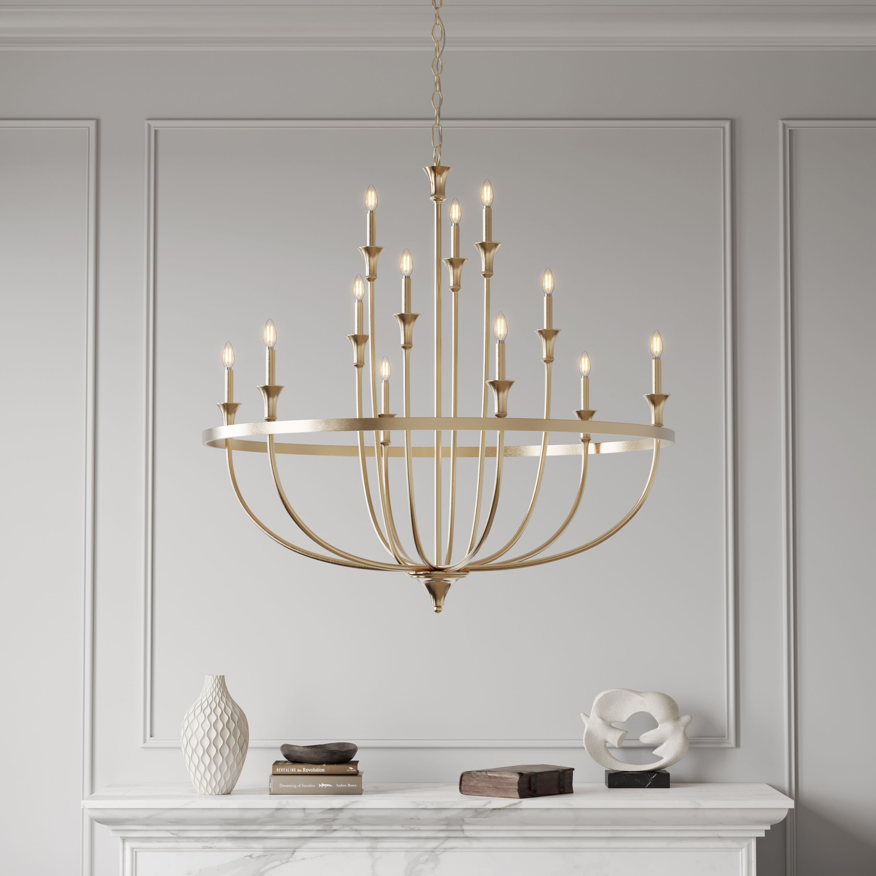 Emery 12 Light 40.2 inch Modern Gold Chandelier Ceiling Light